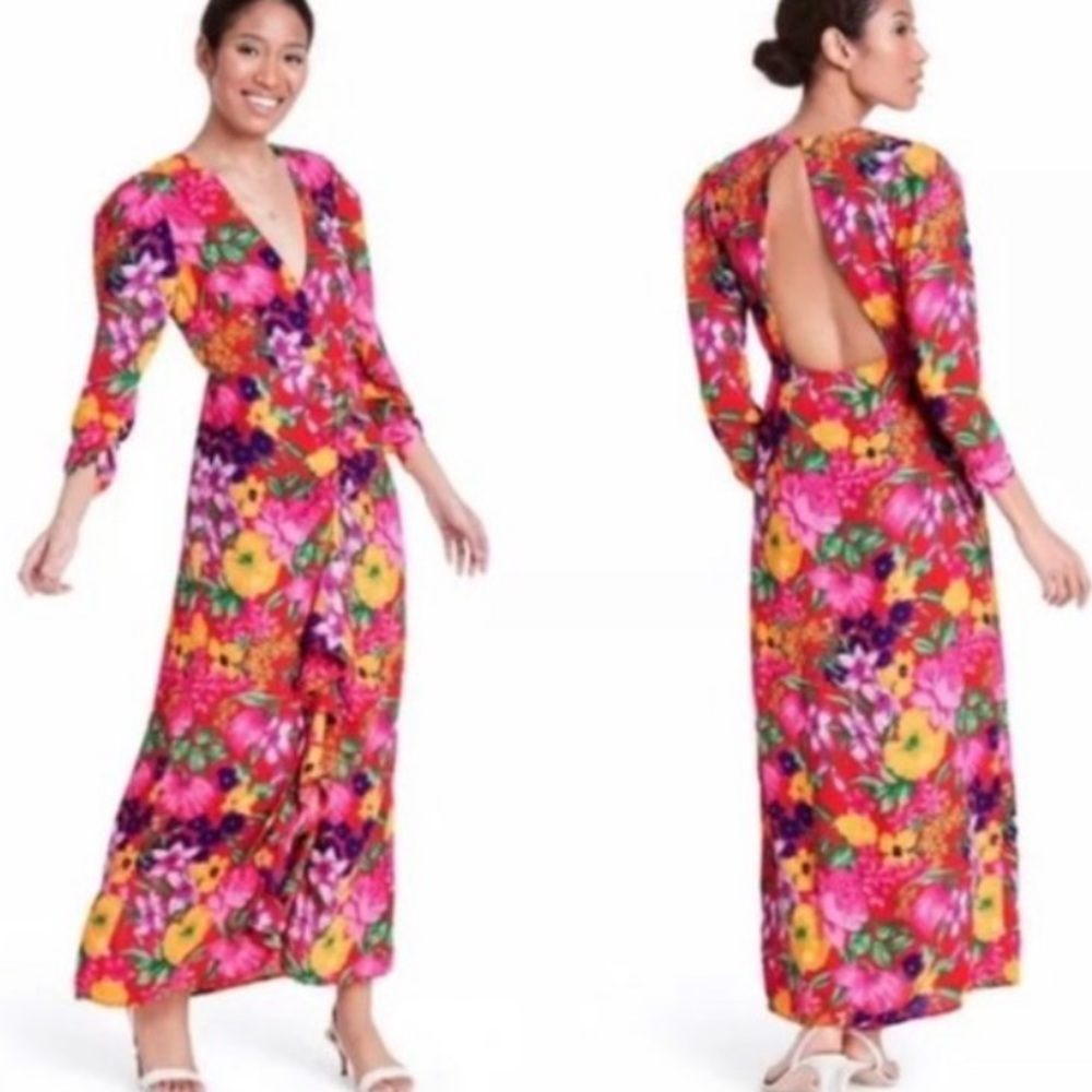 Rixo for Target Pink Floral Open Back Dress size 4